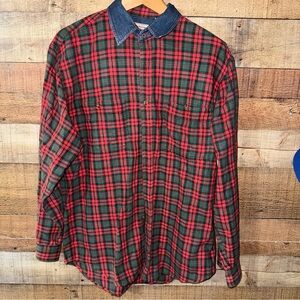 Vintage Bugle Boy Clothing Plaid Shirt Mens Medium Holiday